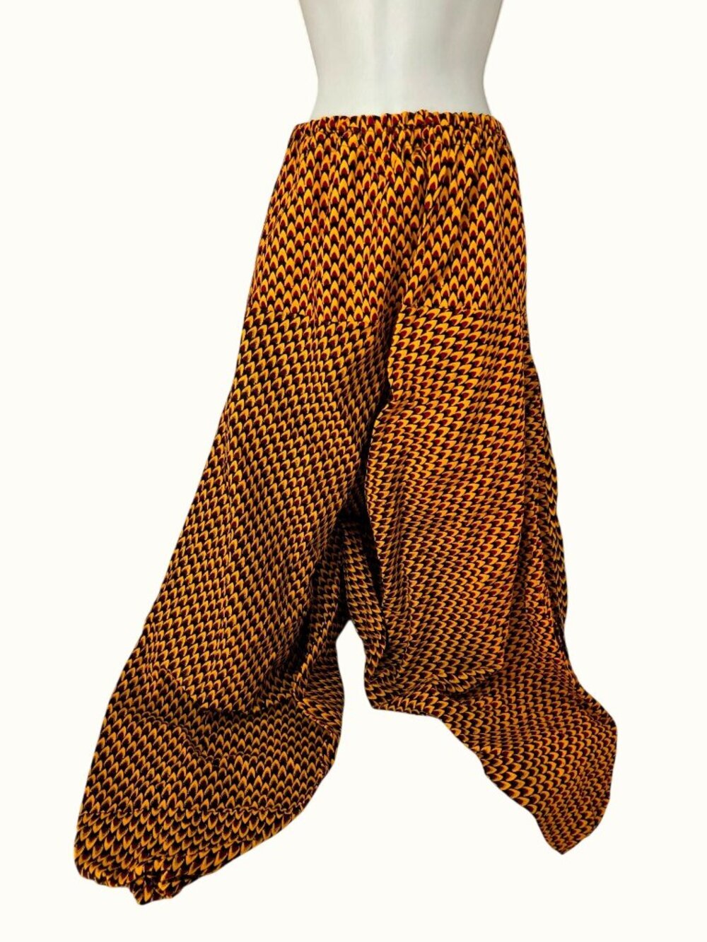 African Print Harem Pants Unisex OS Boho Elastic Waist Cotton Tribal Wide Leg